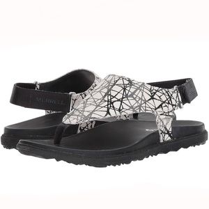 GUC Merrell Leather Sandals Abstract Black & White Design Women’s Size 10